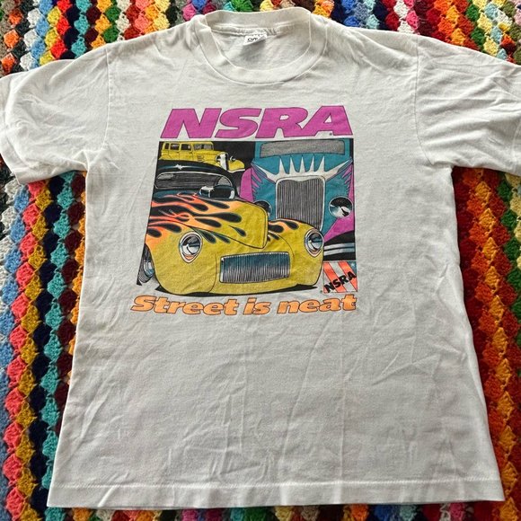 Vintage 90s Neon National Street Rod Association Single Stitch Retro Fla… - Picture 8 of 16